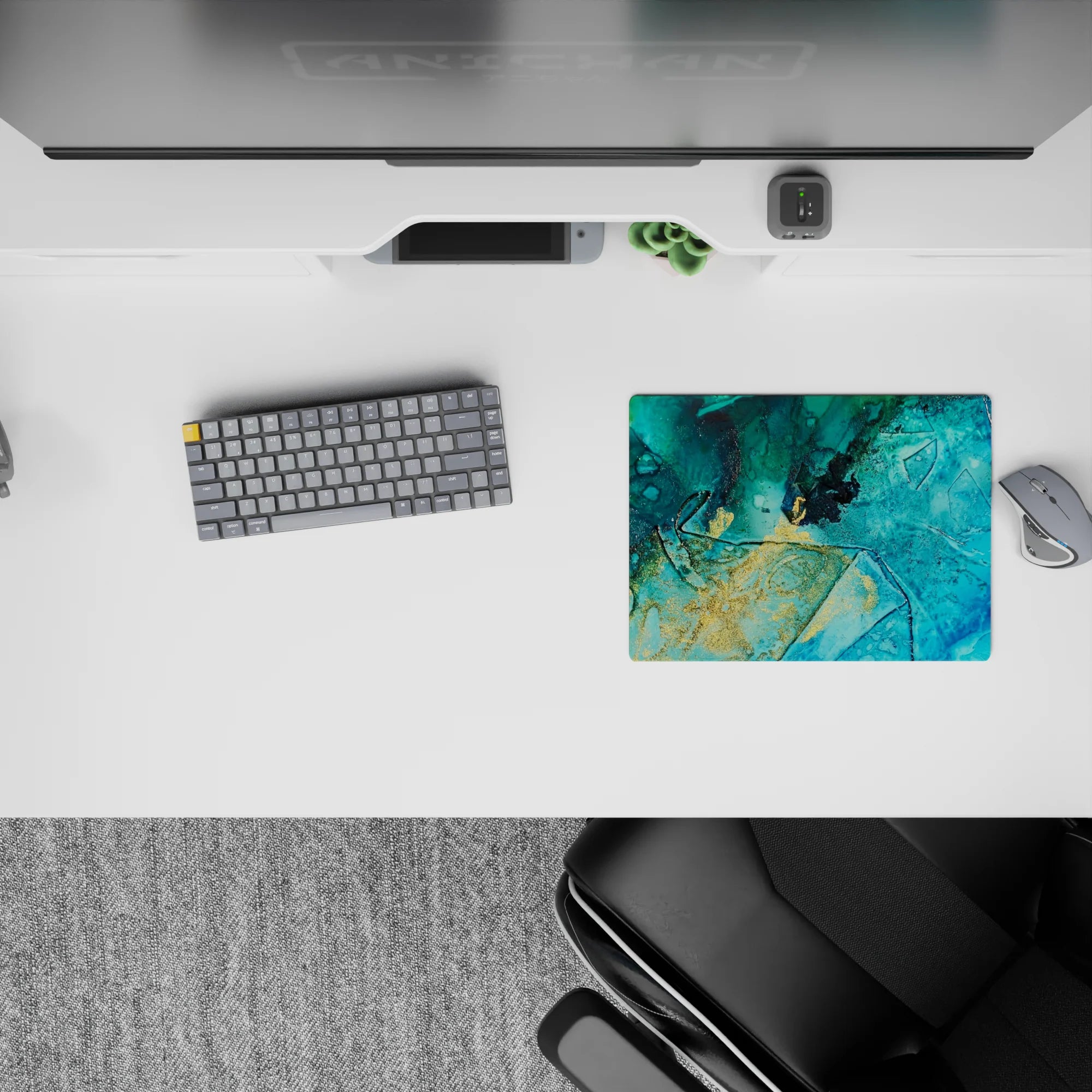 Liquid Abstract Deskmat | Mousepad | Deskpad - Golden Tides