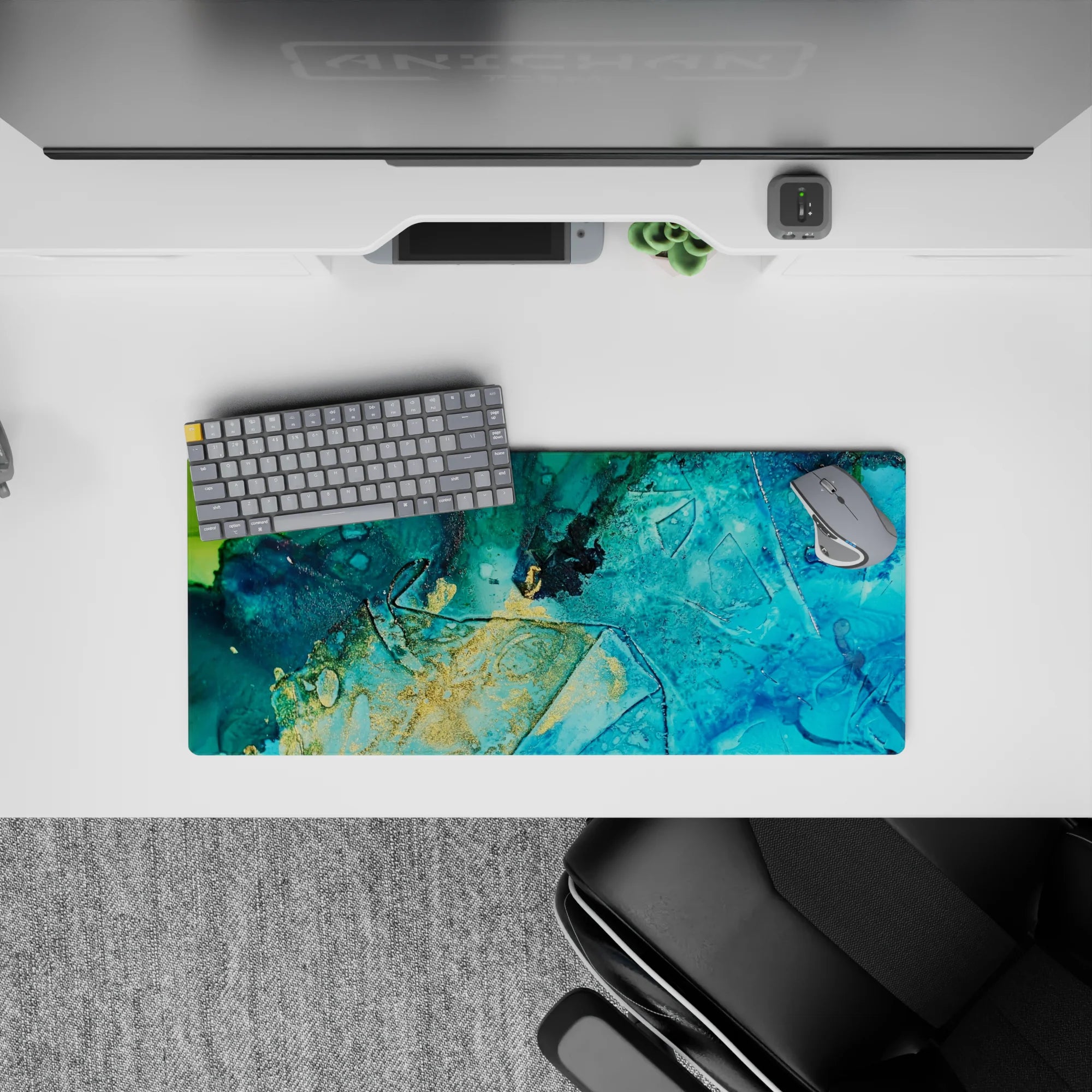 Liquid Abstract Deskmat | Mousepad | Deskpad - Golden Tides