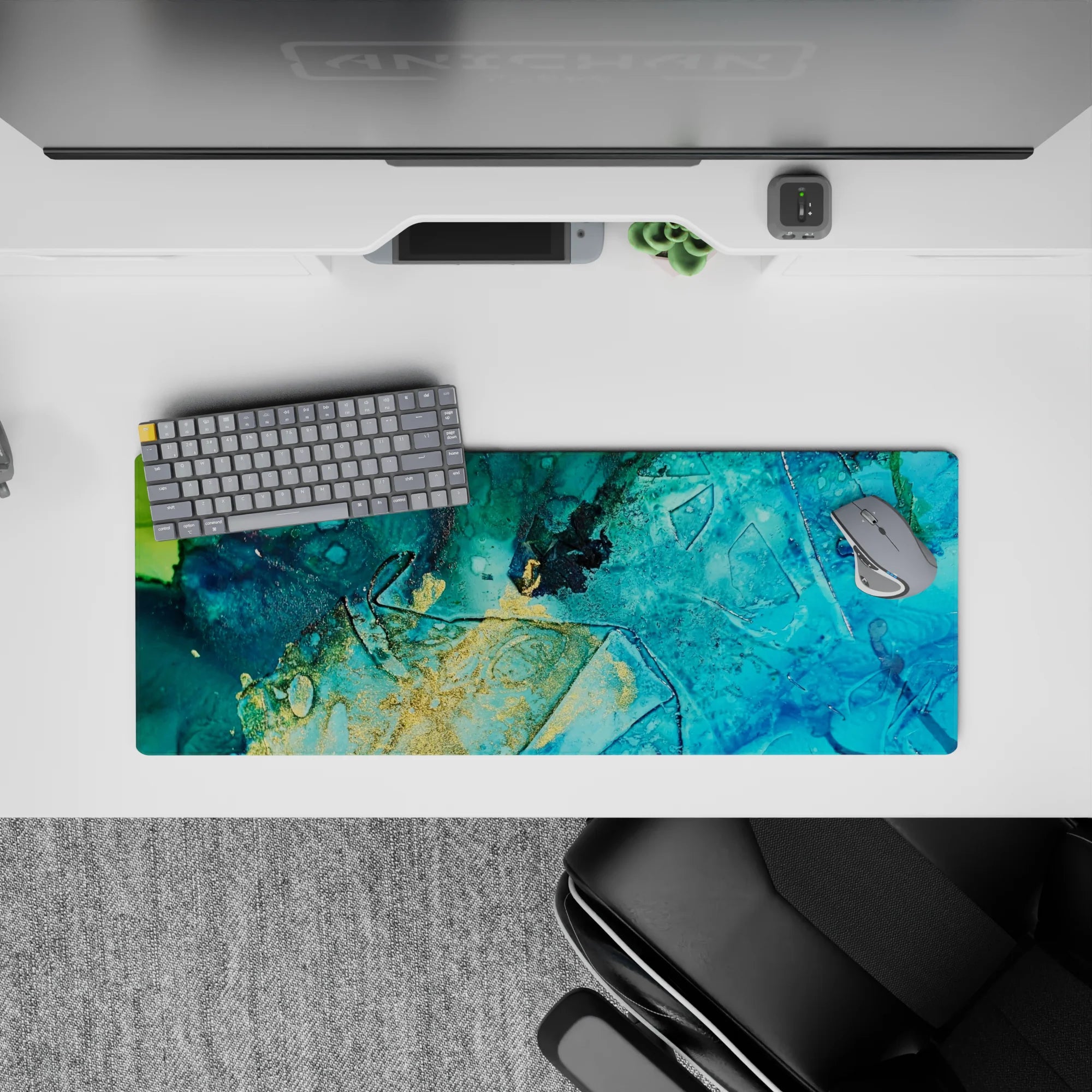 Liquid Abstract Deskmat | Mousepad | Deskpad - Golden Tides