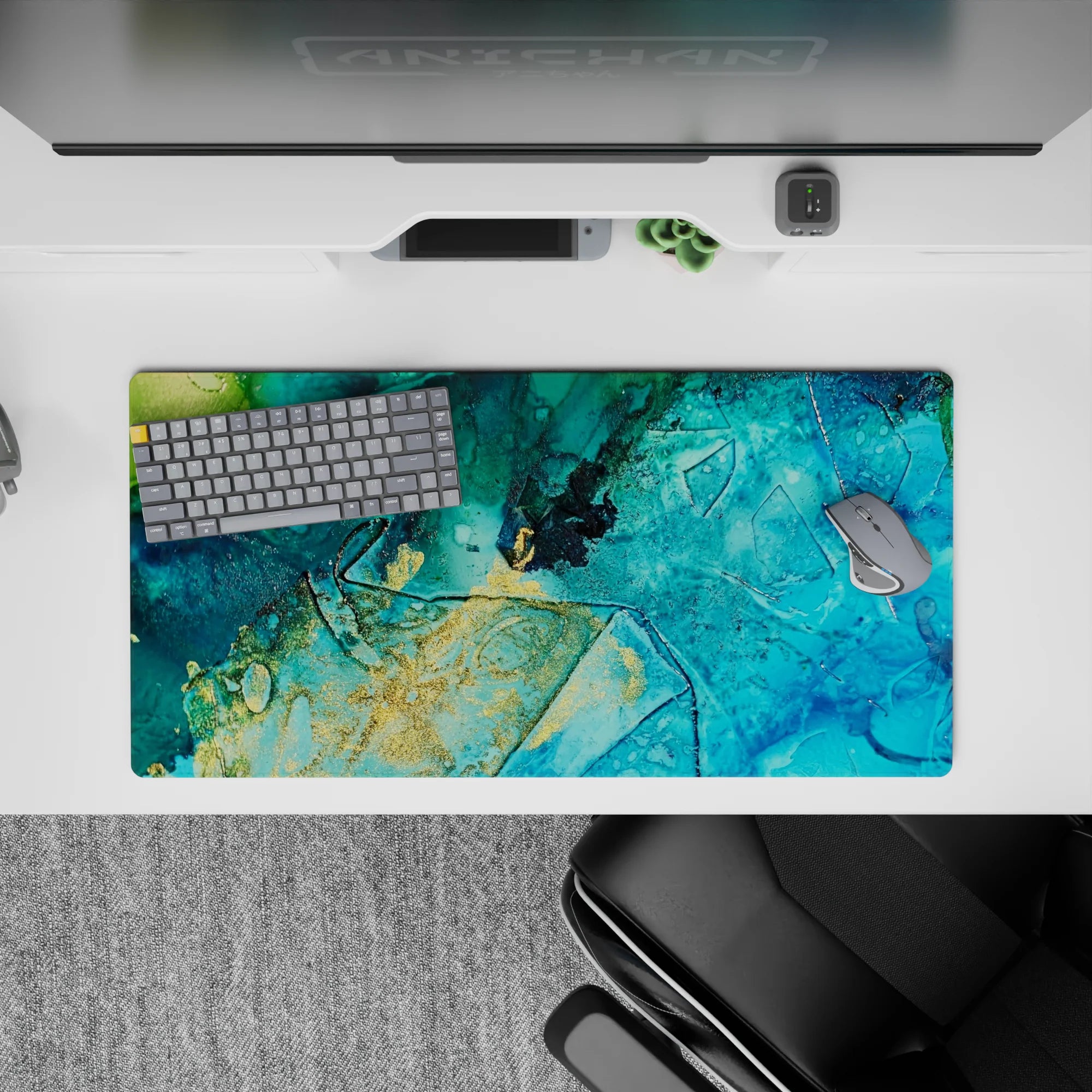 Liquid Abstract Deskmat | Mousepad | Deskpad - Golden Tides