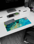 Liquid Abstract Deskmat | Mousepad | Deskpad - Golden Tides