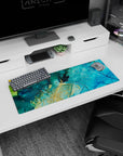 Liquid Abstract Deskmat | Mousepad | Deskpad - Golden Tides