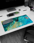 Liquid Abstract Deskmat | Mousepad | Deskpad - Golden Tides