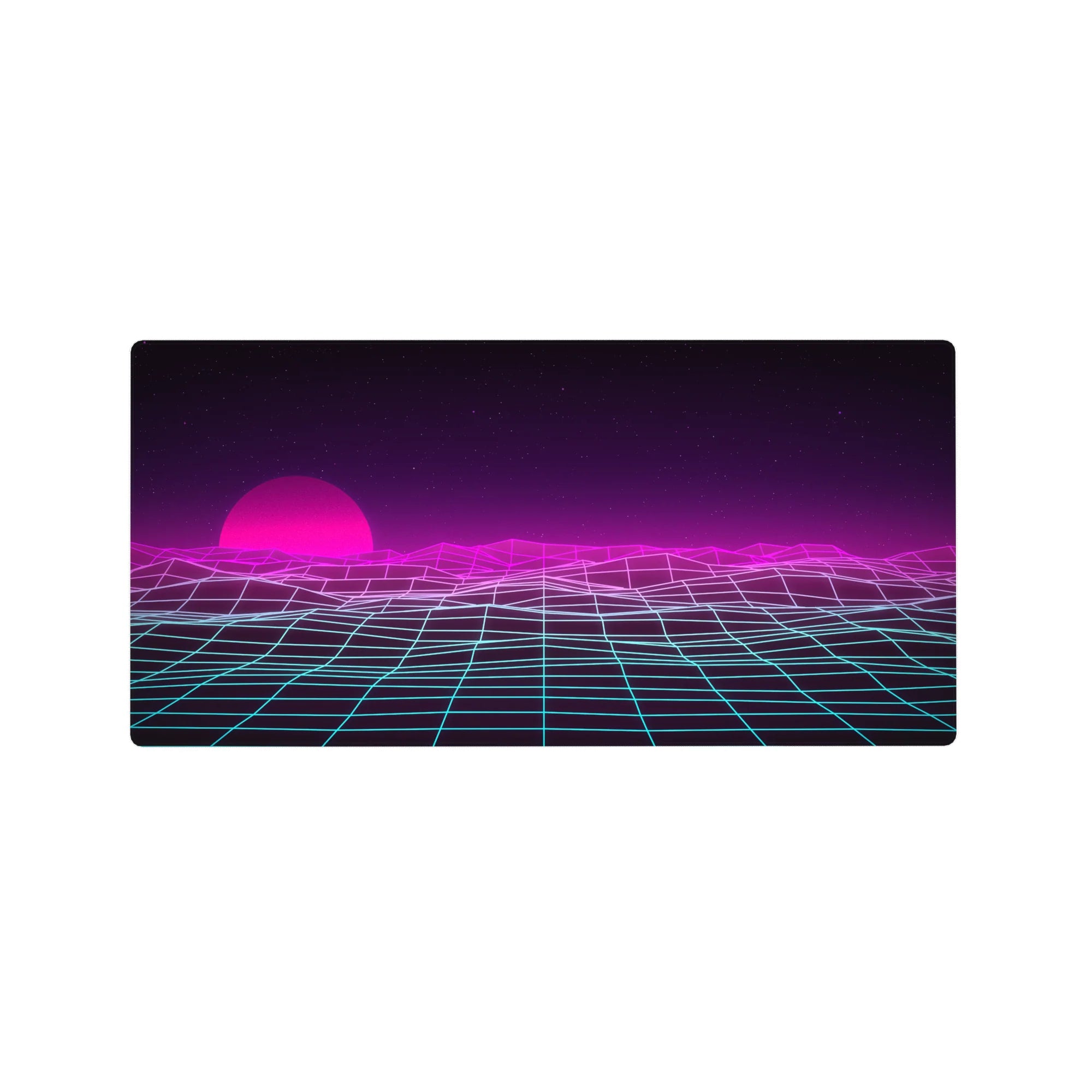 Retrowave-Vaporwave Deskmat | Mousepad | Deskpad - Neon Horizon Waves - AniChan