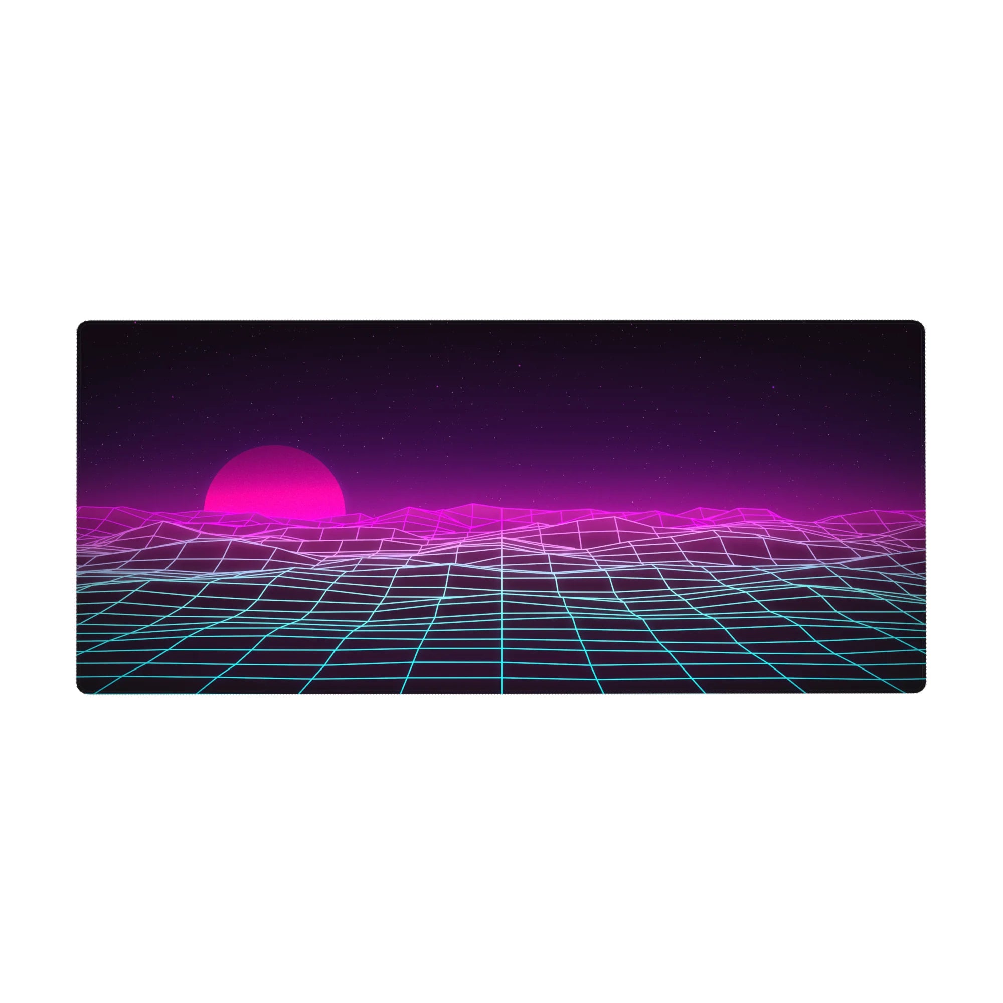 Retrowave-Vaporwave Deskmat | Mousepad | Deskpad - Neon Horizon Waves - AniChan