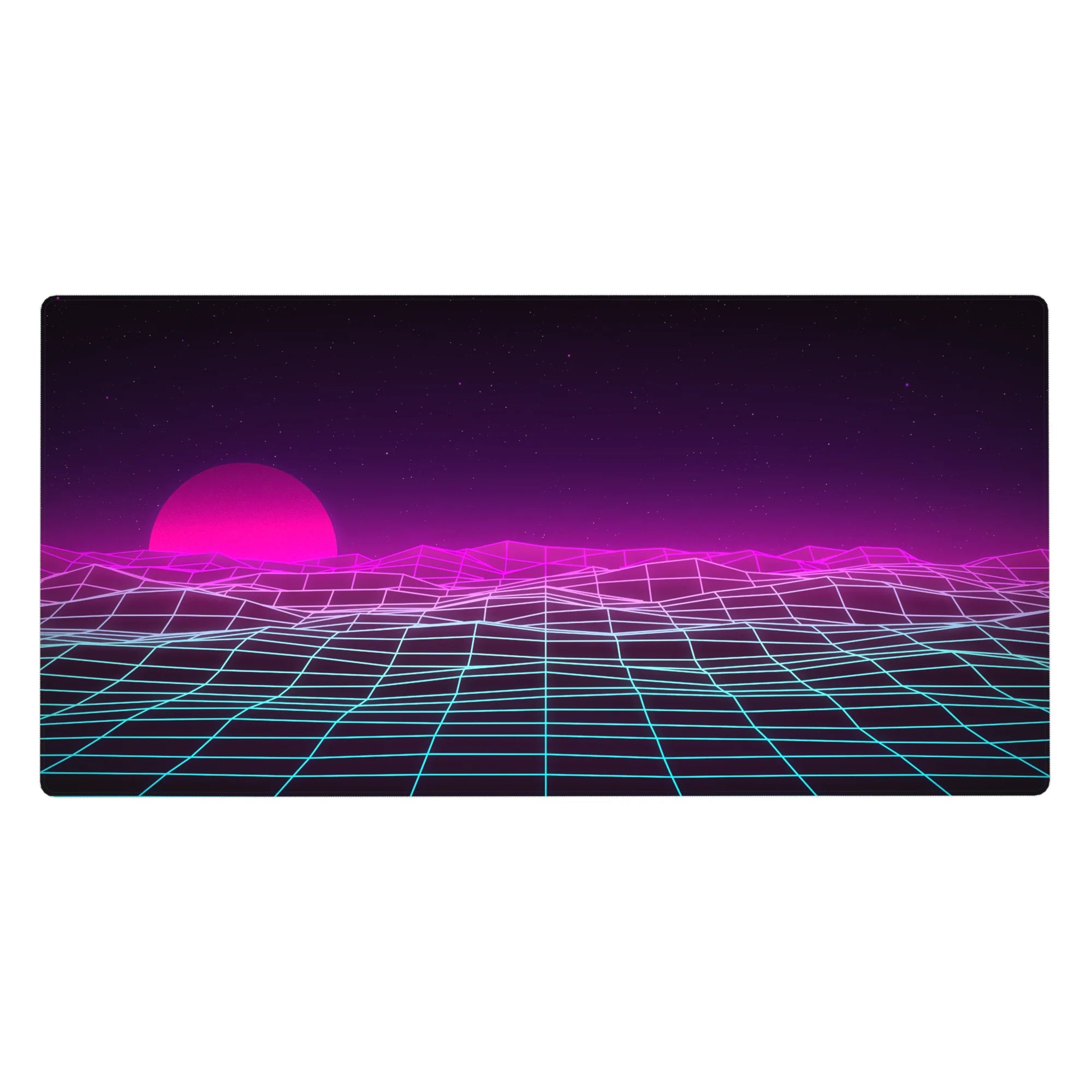 Retrowave-Vaporwave Deskmat | Mousepad | Deskpad - Neon Horizon Waves - AniChan