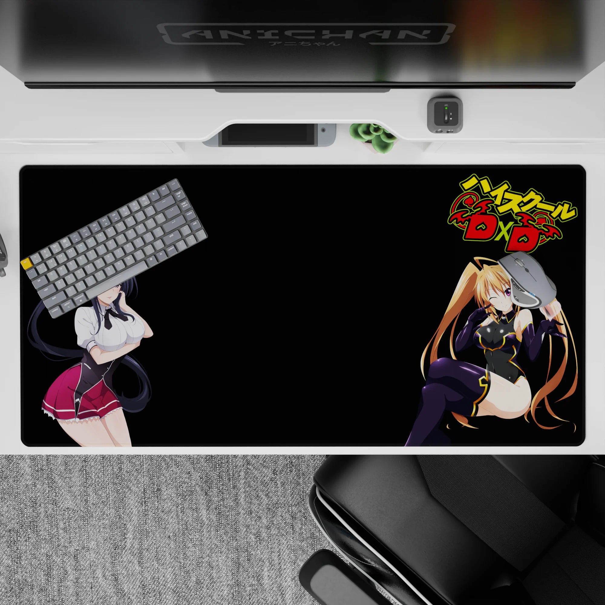 High School DxD anime desk pad 40x20 inches featuring Akeno and Irina with vivid colors and complementary poses.