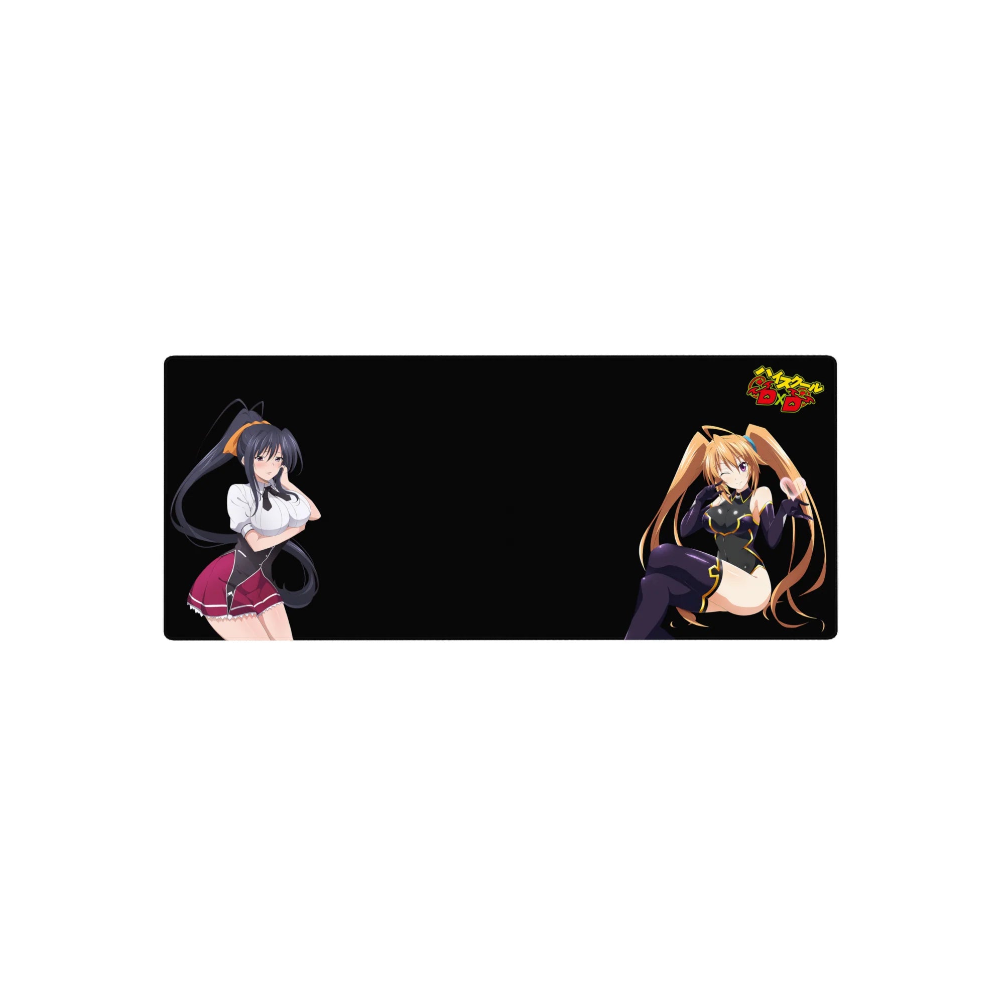 High School DxD anime mouse pad 28x12 inches featuring Akeno and Irina in dynamic poses; vibrant colors enhance desk decor.