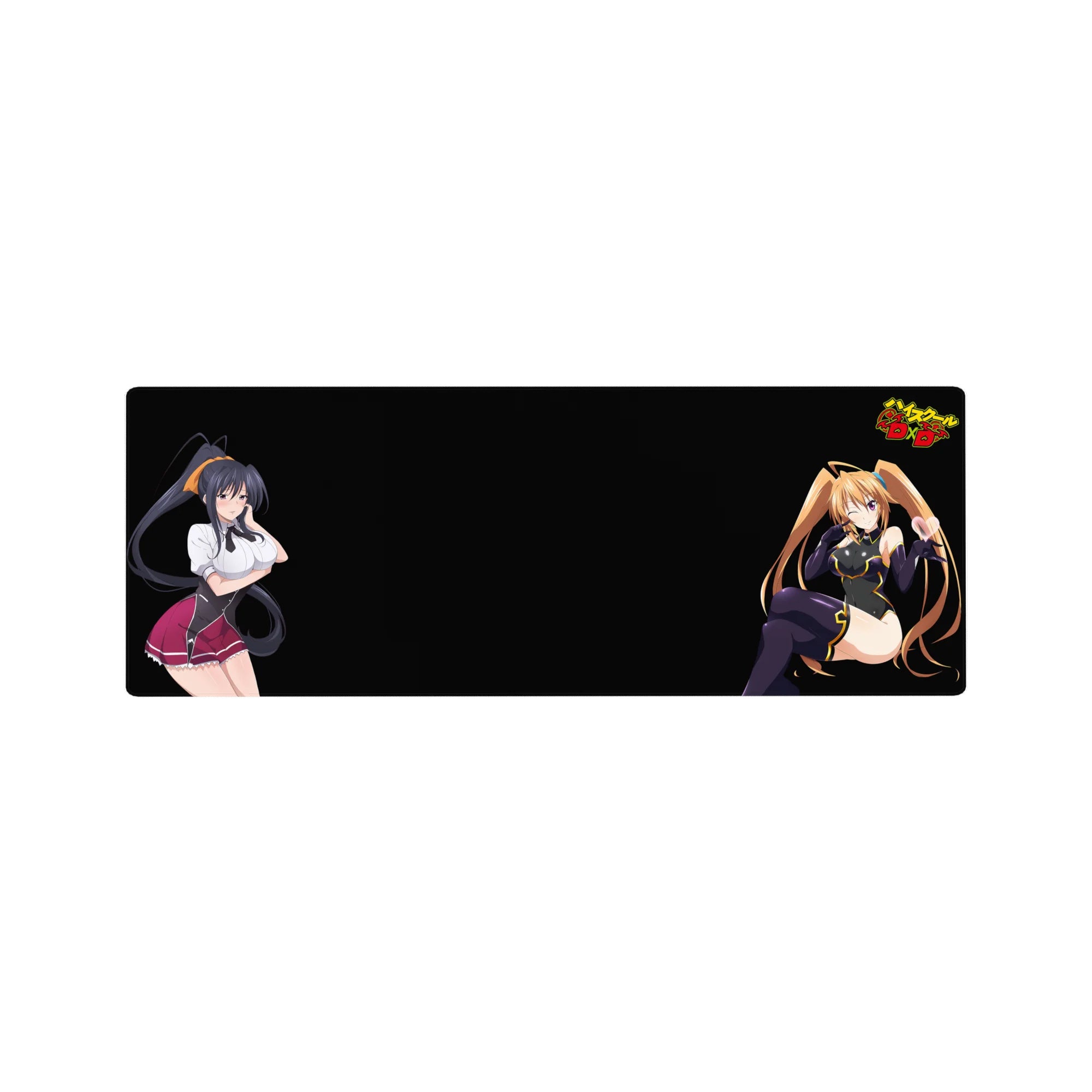 Anime mouse pad 32x12 inches featuring Akeno and Irina from High School DxD, showcasing their distinct styles and vibrant colors.