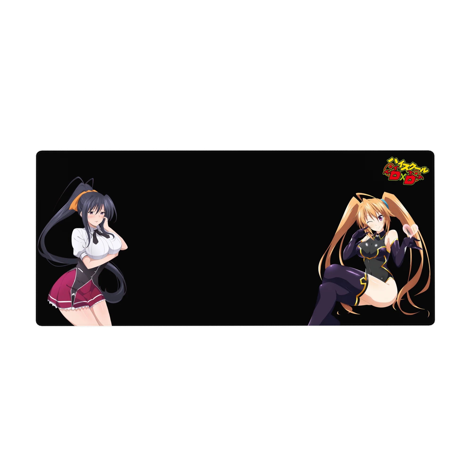 Anime mouse pad 36x16 inches featuring Akeno and Irina from High School DxD, showcasing vivid colors and dynamic poses.