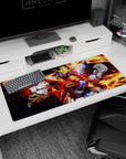 36x16 inches desk pad featuring XXXG-00W0 Wing Gundam Zero charging forward, fists out in flames.