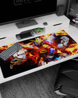 40x20 inches Gundam Wing desk pad featuring XXXG-00W0 Wing Gundam Zero fists forward in fire.