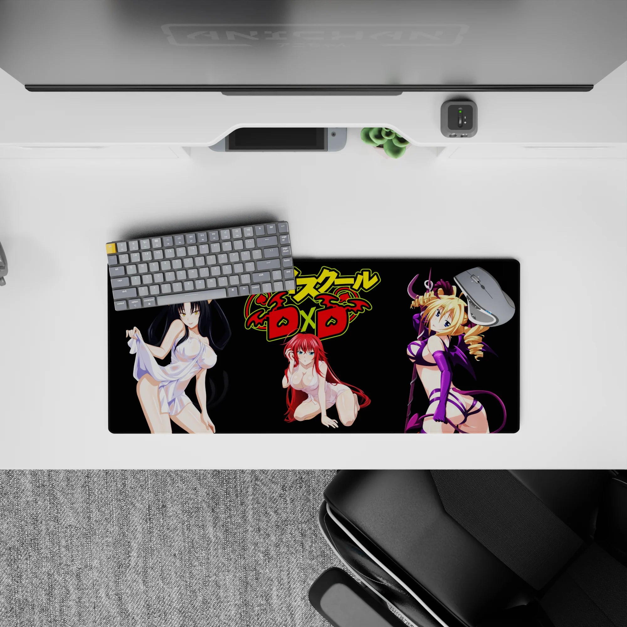 Rias Gremory anime mouse pad, 28x12 inches, High School DxD theme, vibrant colors, perfect for fans seeking bold waifu energy.