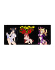 Mouse pad featuring Rias Gremory from High School DxD, 28x12 inches. Vibrant red and pink colors, ideal for fans.