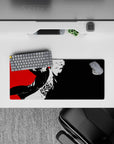 Ryuji Sakamoto anime mouse pad, 28x12 inches, featuring Persona 5's bold red, white, and black pop-art design.