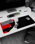 Persona 5 desk pad featuring Ryuji Sakamoto in pop-art style, measuring 36x16 inches, with bold red, white, and black design.