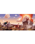 Megumin explosion scene from KonoSuba on a 36x16 inch anime mouse pad, featuring vibrant colors and dynamic action.