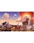 Megumin anime desk pad 40x20 inches from KonoSuba, featuring an explosion scene with Kazuma holding her back.