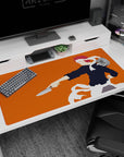 Soma Yukihira anime desk pad 40x20 inches, blade in hand with white headband and flowing apron ribbons.