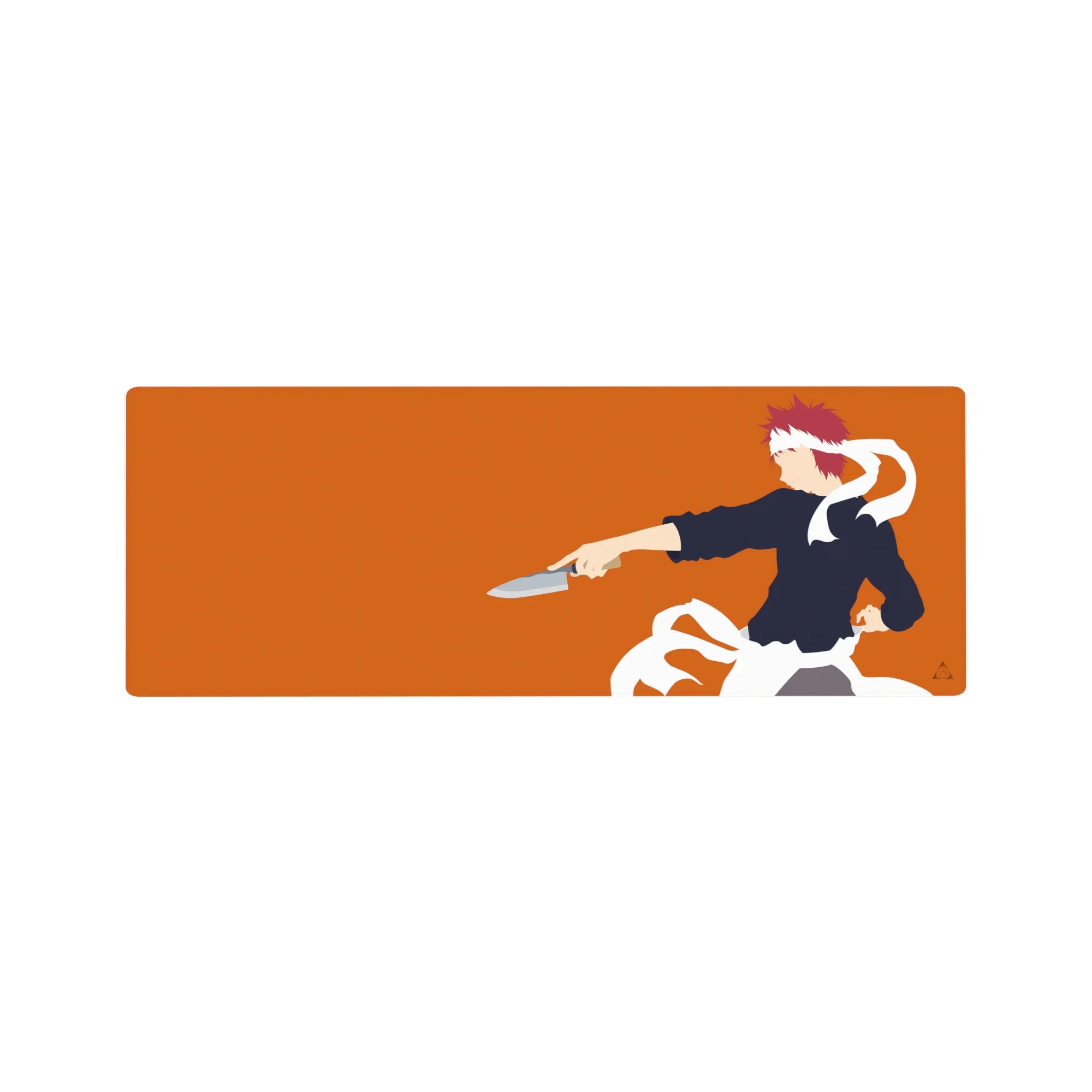 32x12 inches anime mouse pad with Soma Yukihira side pose, blade in hand, bold Food Wars design.