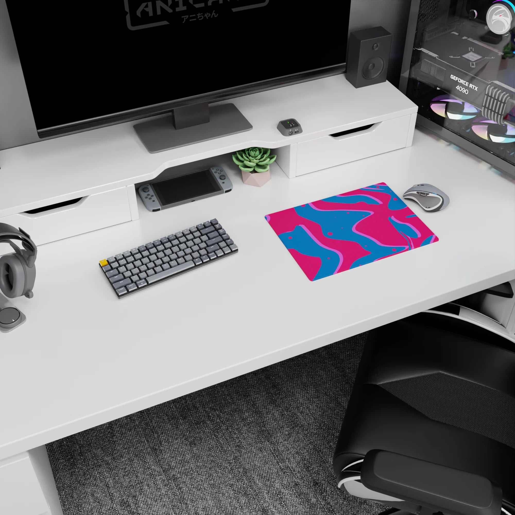 Liquid Abstract Deskmat | Mousepad | Deskpad - Neon Splash