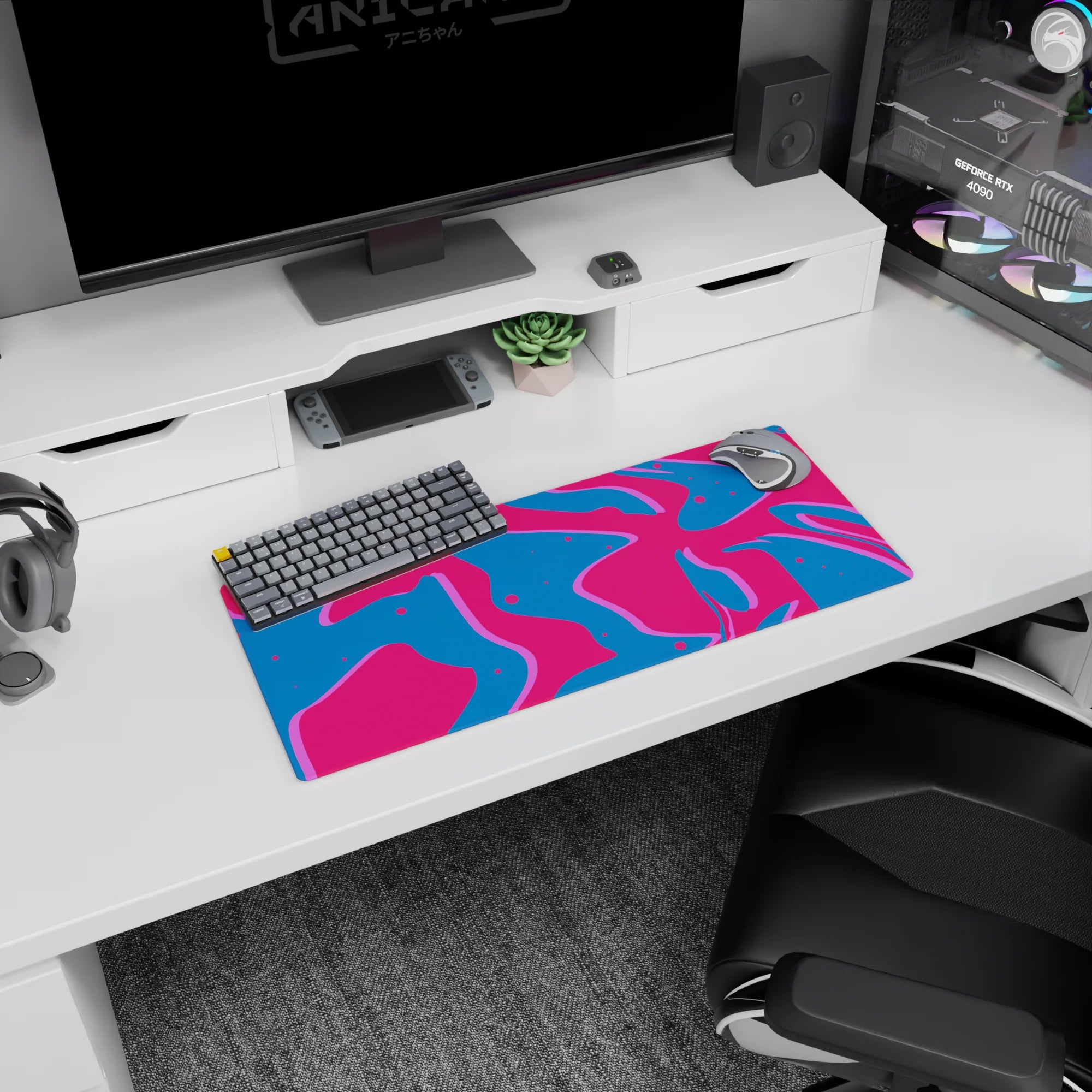 Liquid Abstract Deskmat | Mousepad | Deskpad - Neon Splash