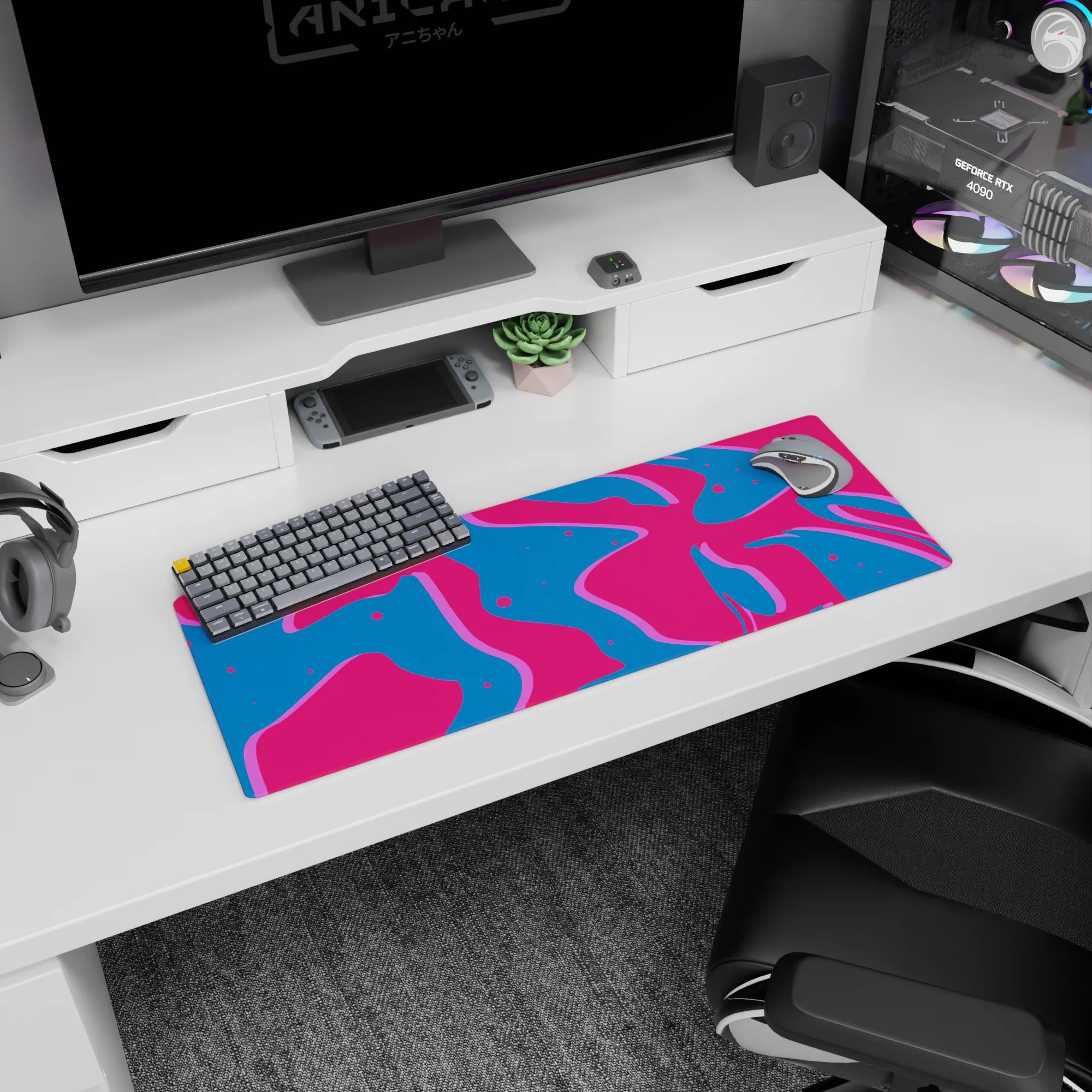 Liquid Abstract Deskmat | Mousepad | Deskpad - Neon Splash