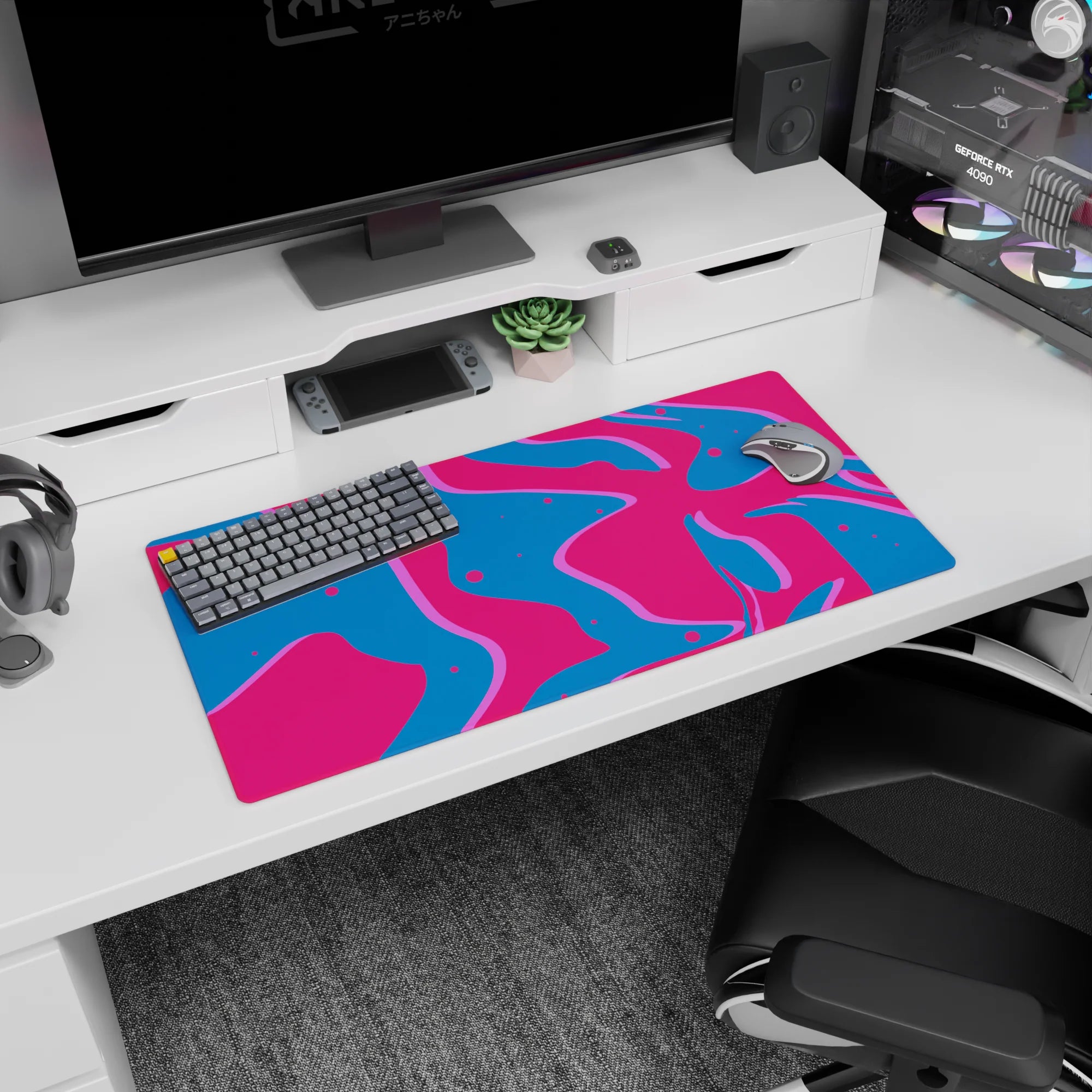 Liquid Abstract Deskmat | Mousepad | Deskpad - Neon Splash