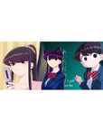 Anime girl desk pad 36x16 inches with school slice-of-life trio in navy uniforms and red bows.