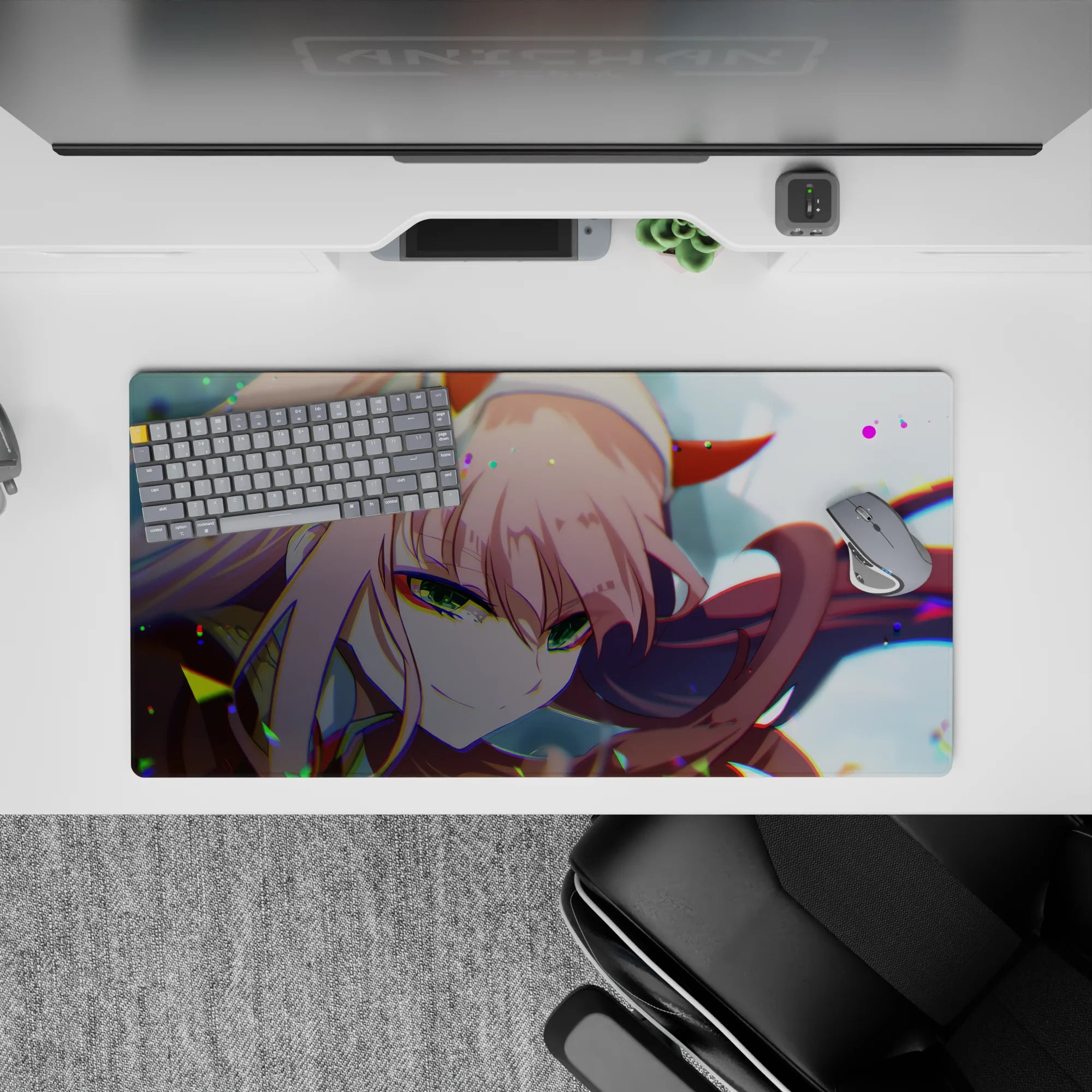 Darling In The Franxx Deskmat | Mousepad | Deskpad - Zero Two Neon Glare - AniChan