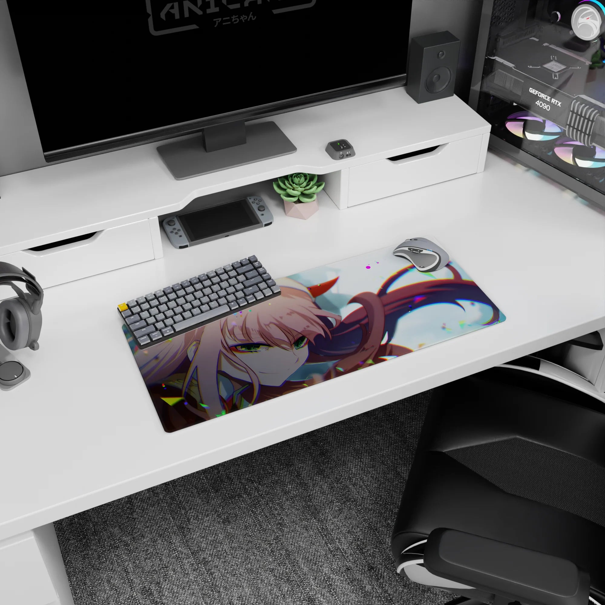 Darling In The Franxx Deskmat | Mousepad | Deskpad - Zero Two Neon Glare - AniChan