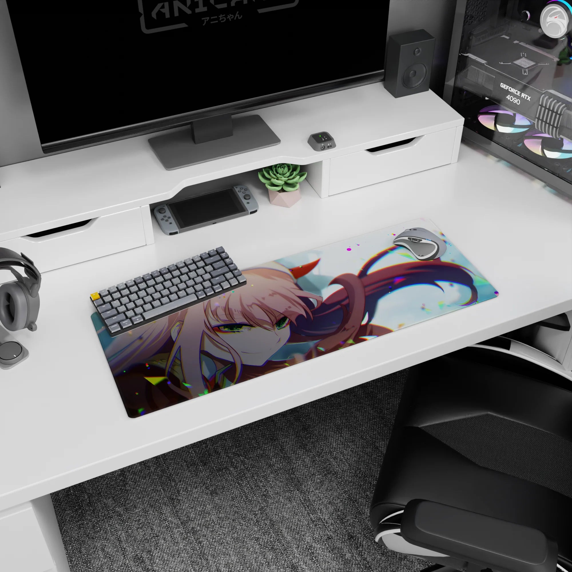 Darling In The Franxx Deskmat | Mousepad | Deskpad - Zero Two Neon Glare - AniChan