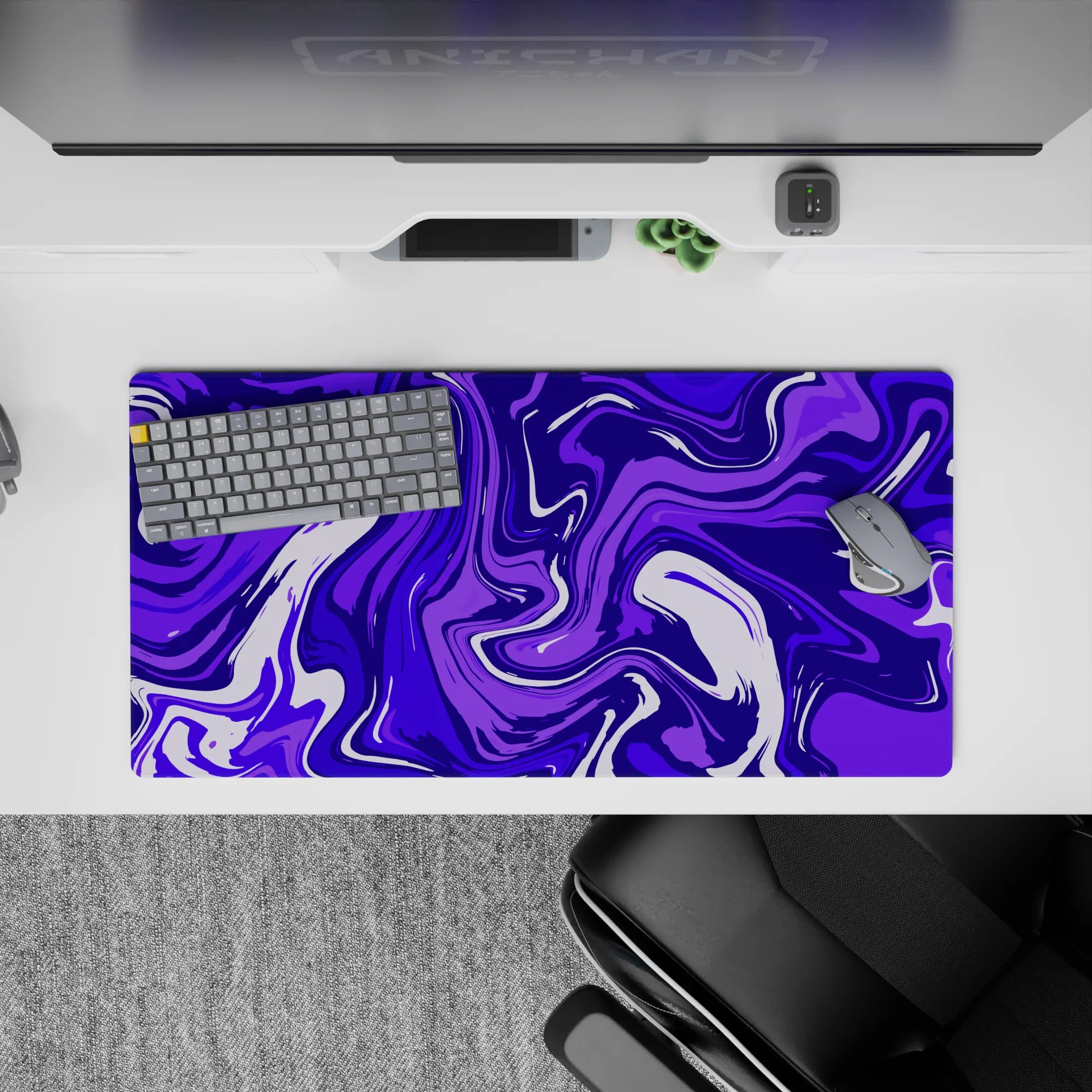 Liquid Abstract Deskmat | Mousepad | Deskpad - Purple Tide - AniChan