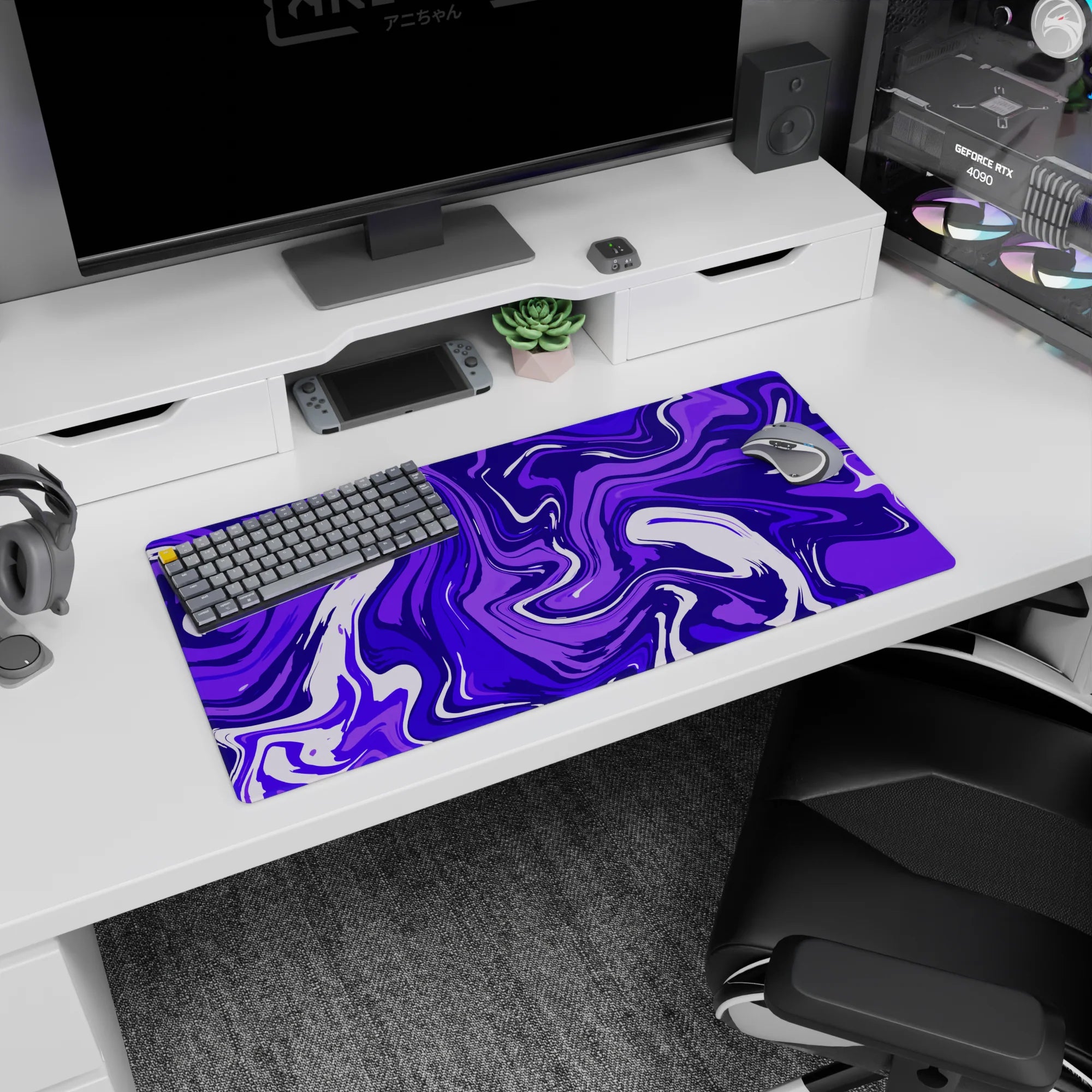 Liquid Abstract Deskmat | Mousepad | Deskpad - Purple Tide - AniChan