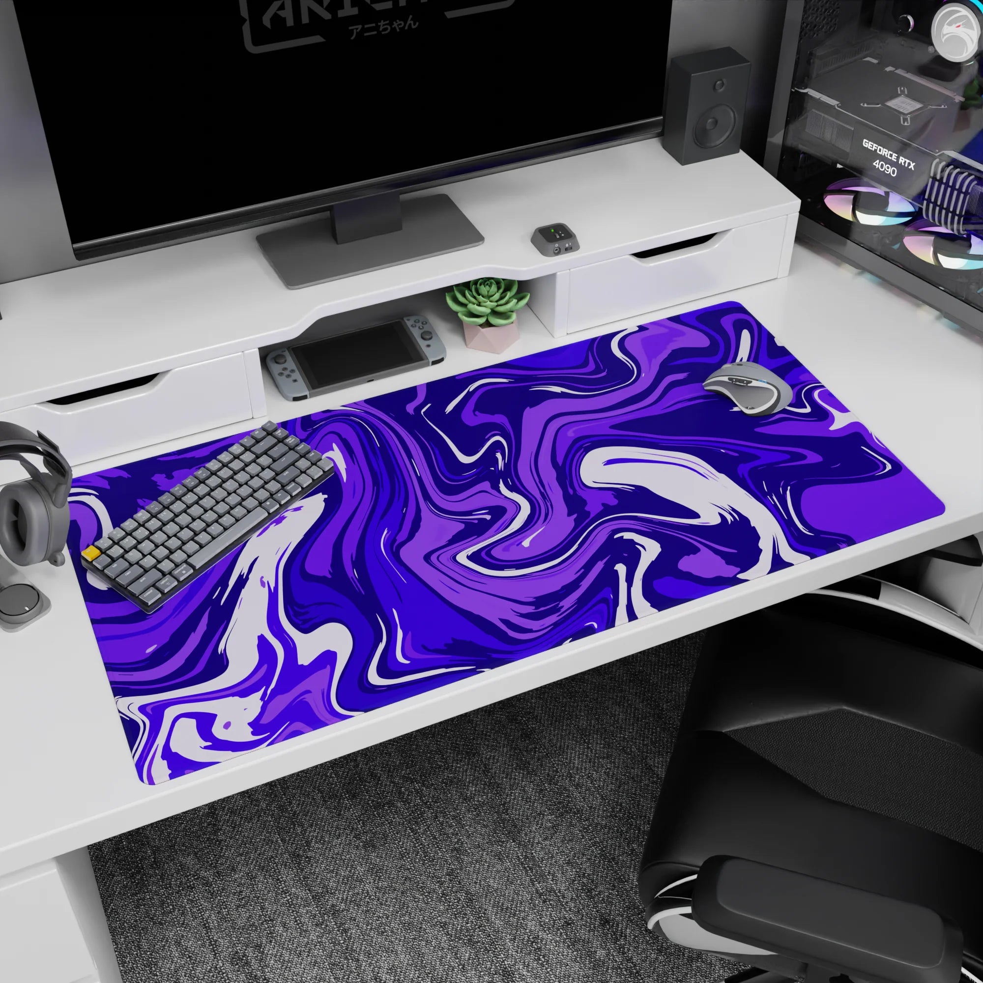 Liquid Abstract Deskmat | Mousepad | Deskpad - Purple Tide - AniChan