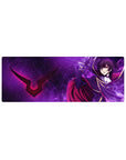 32x12 inches anime mouse pad with Lelouch in dark uniform, crimson cape, and lightning sigil backdrop.