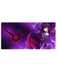 32x16 inches anime mouse pad featuring a dark-uniform commander with gold trim, red cape, and sigil.