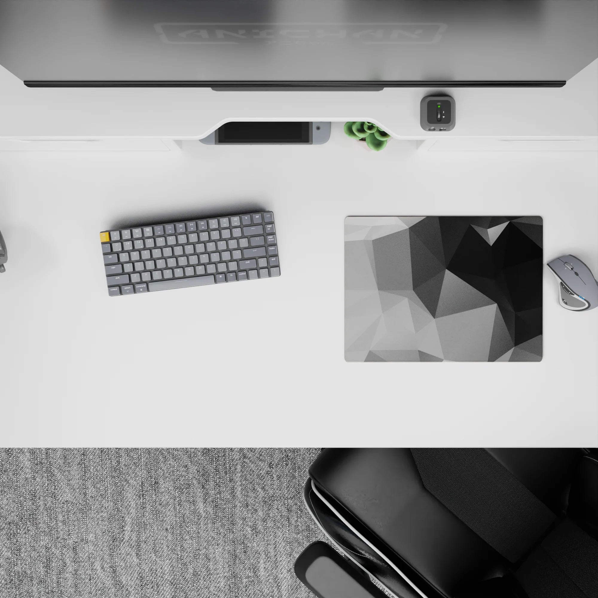 Abstract Deskmat | Mousepad | Deskpad - Monochrome Prism - AniChan