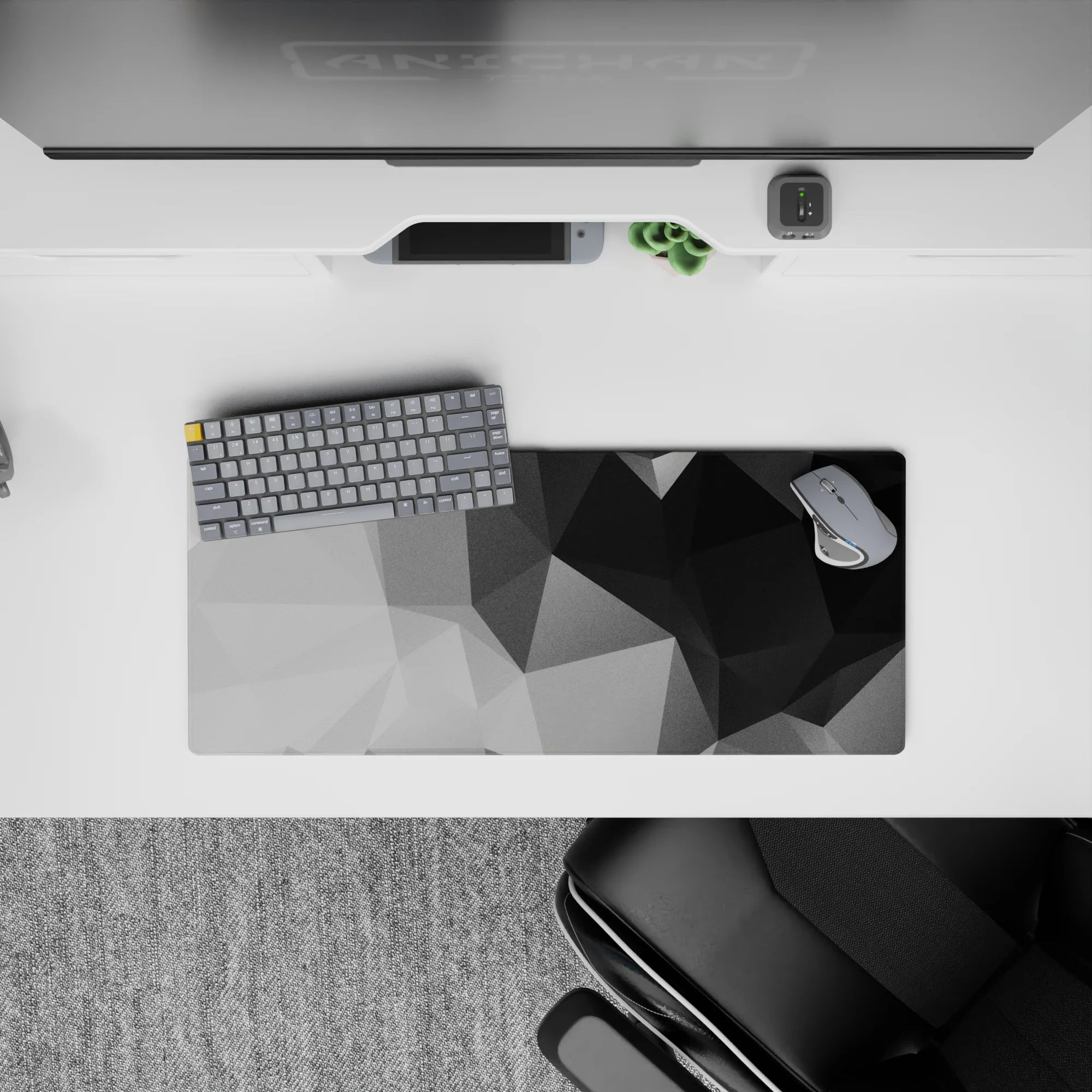 Abstract Deskmat | Mousepad | Deskpad - Monochrome Prism - AniChan