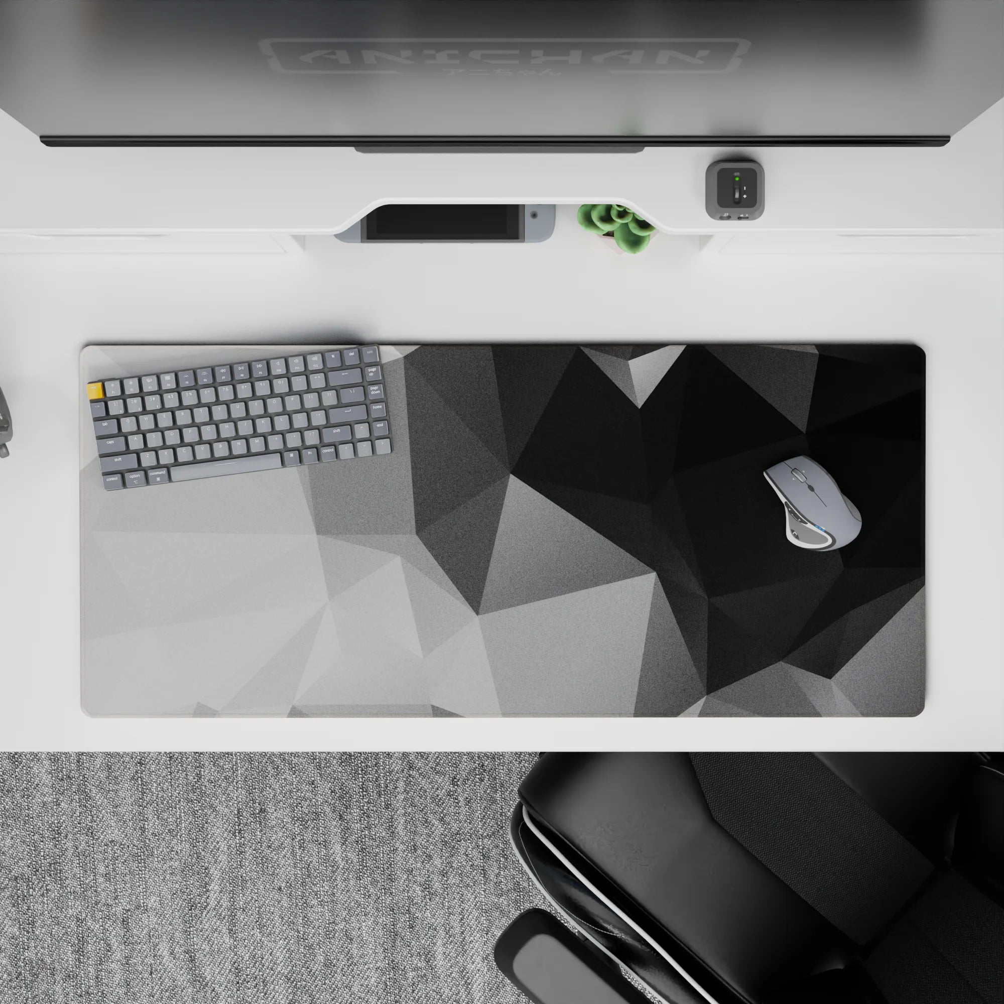 Abstract Deskmat | Mousepad | Deskpad - Monochrome Prism - AniChan