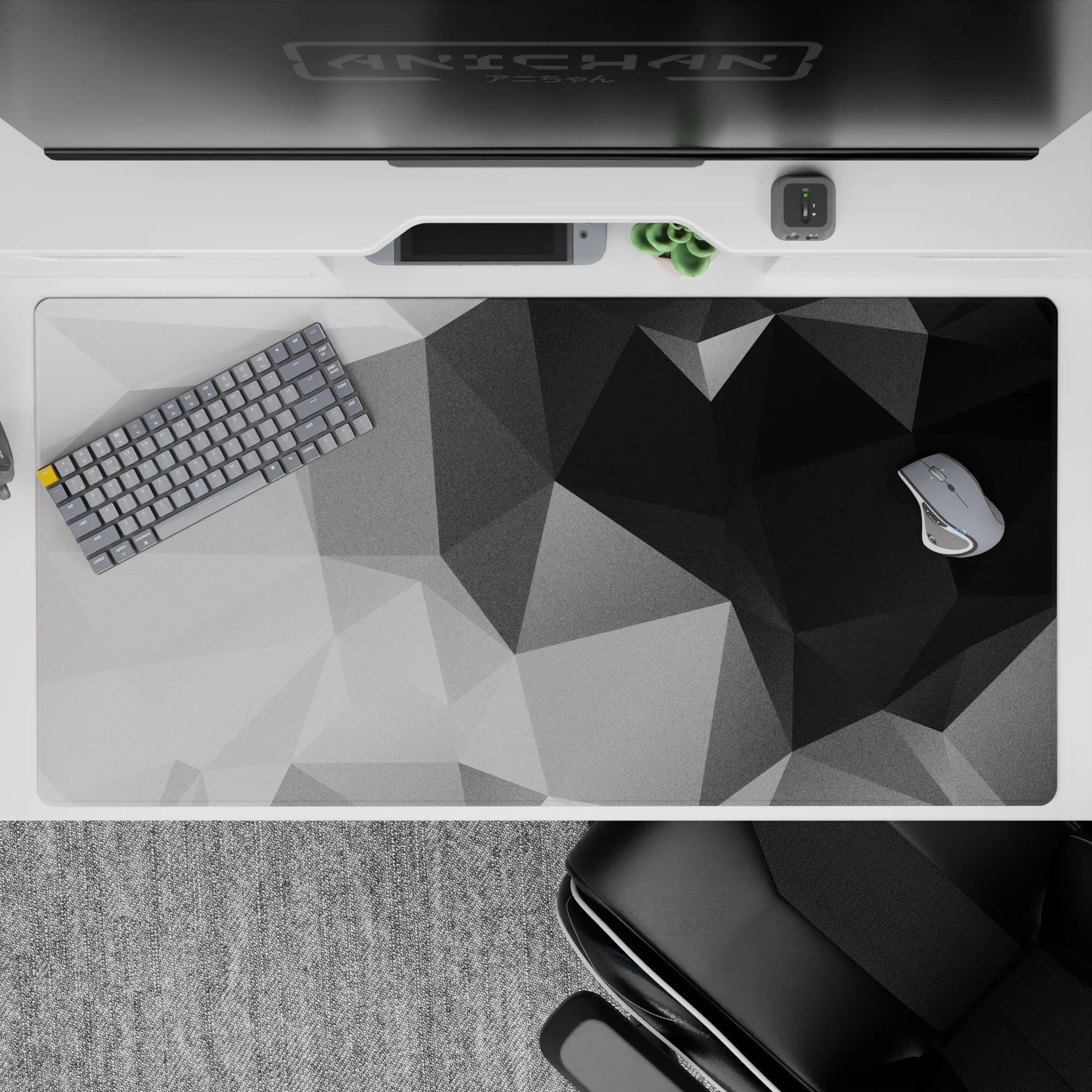 Abstract Deskmat | Mousepad | Deskpad - Monochrome Prism - AniChan