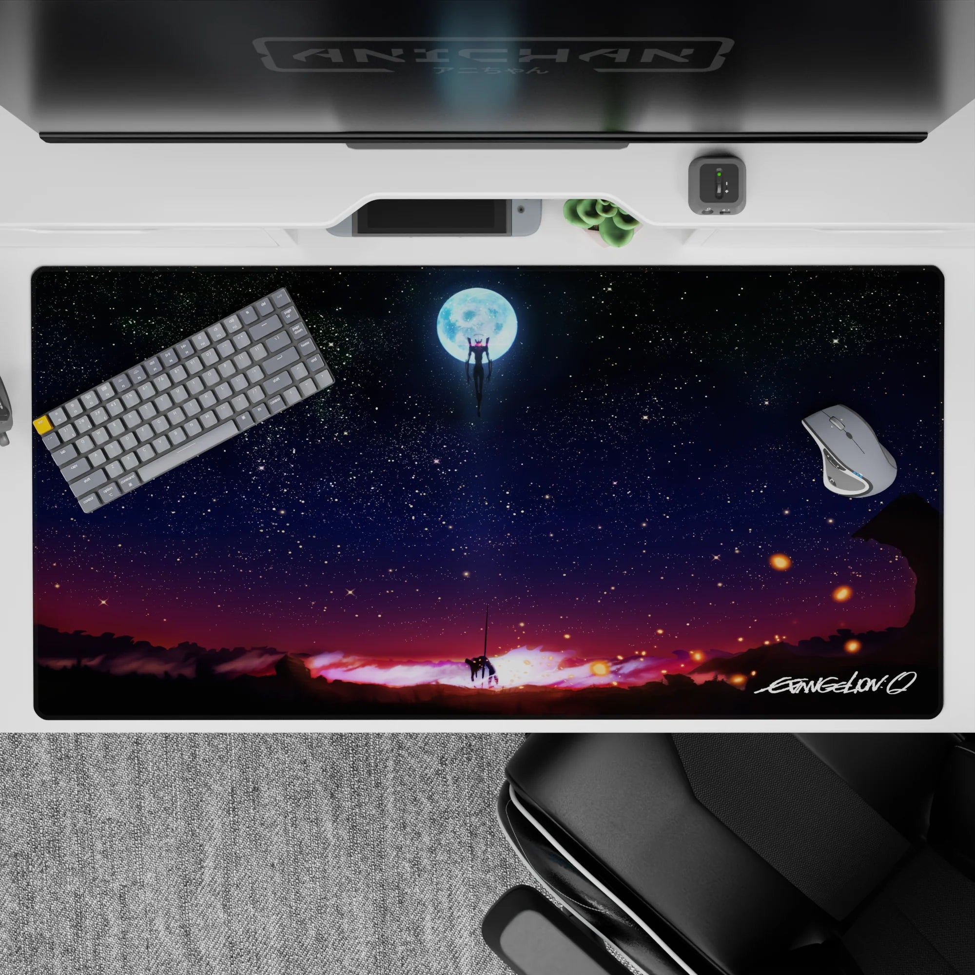 Evangelion - Anime Mouse Pad and Desk Pad - Moonlit Ascent - AniChan