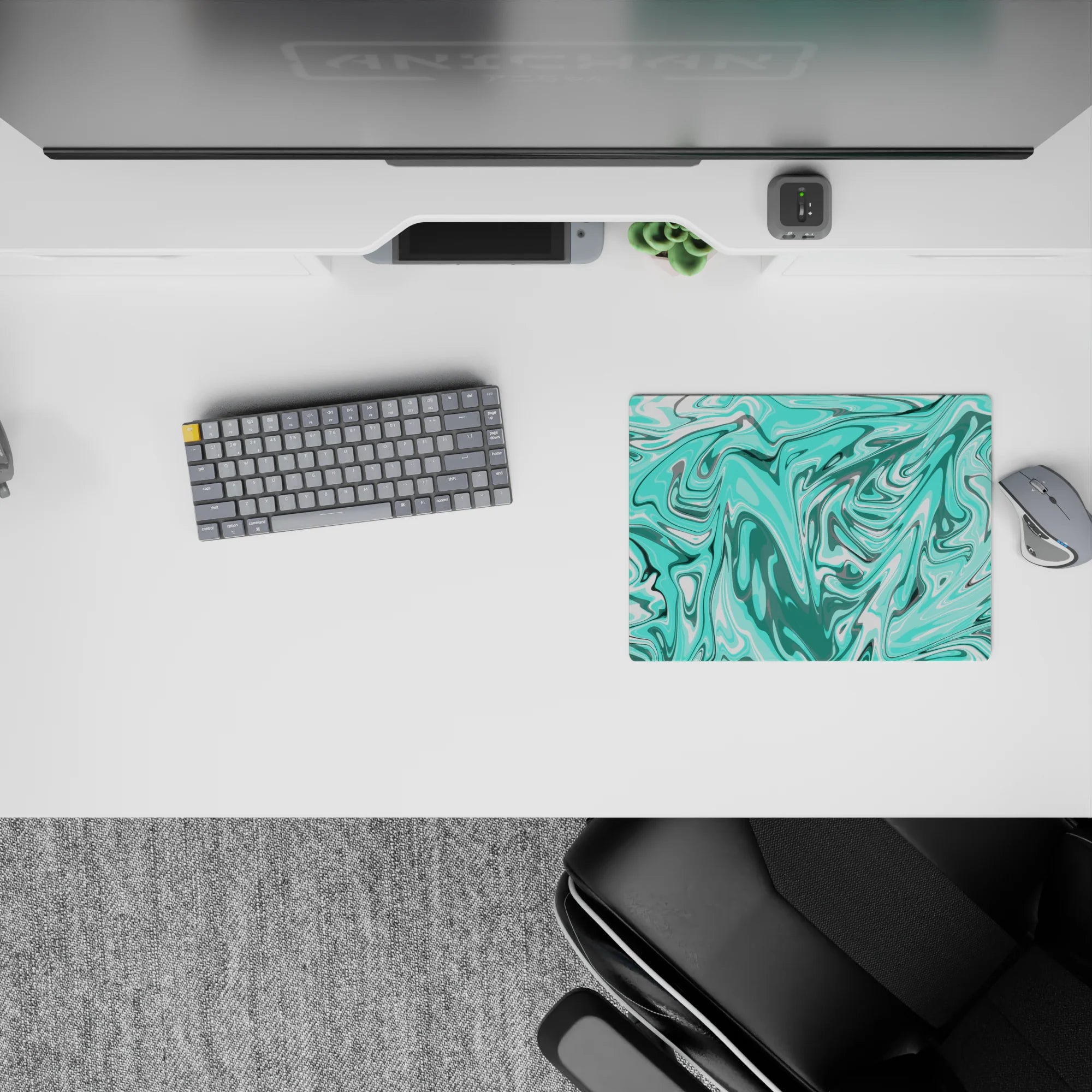 Liquid Abstract Deskmat | Mousepad | Deskpad - Aqua Drift - AniChan