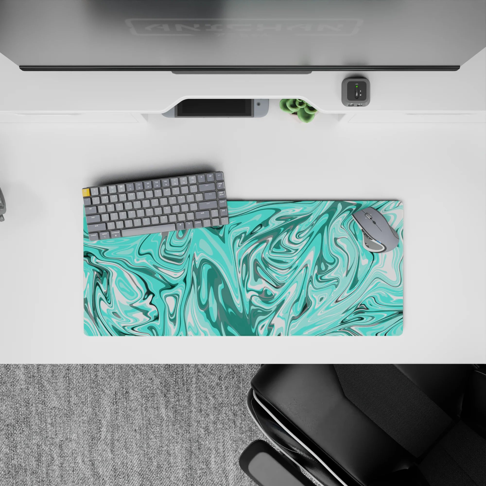 Liquid Abstract Deskmat | Mousepad | Deskpad - Aqua Drift - AniChan