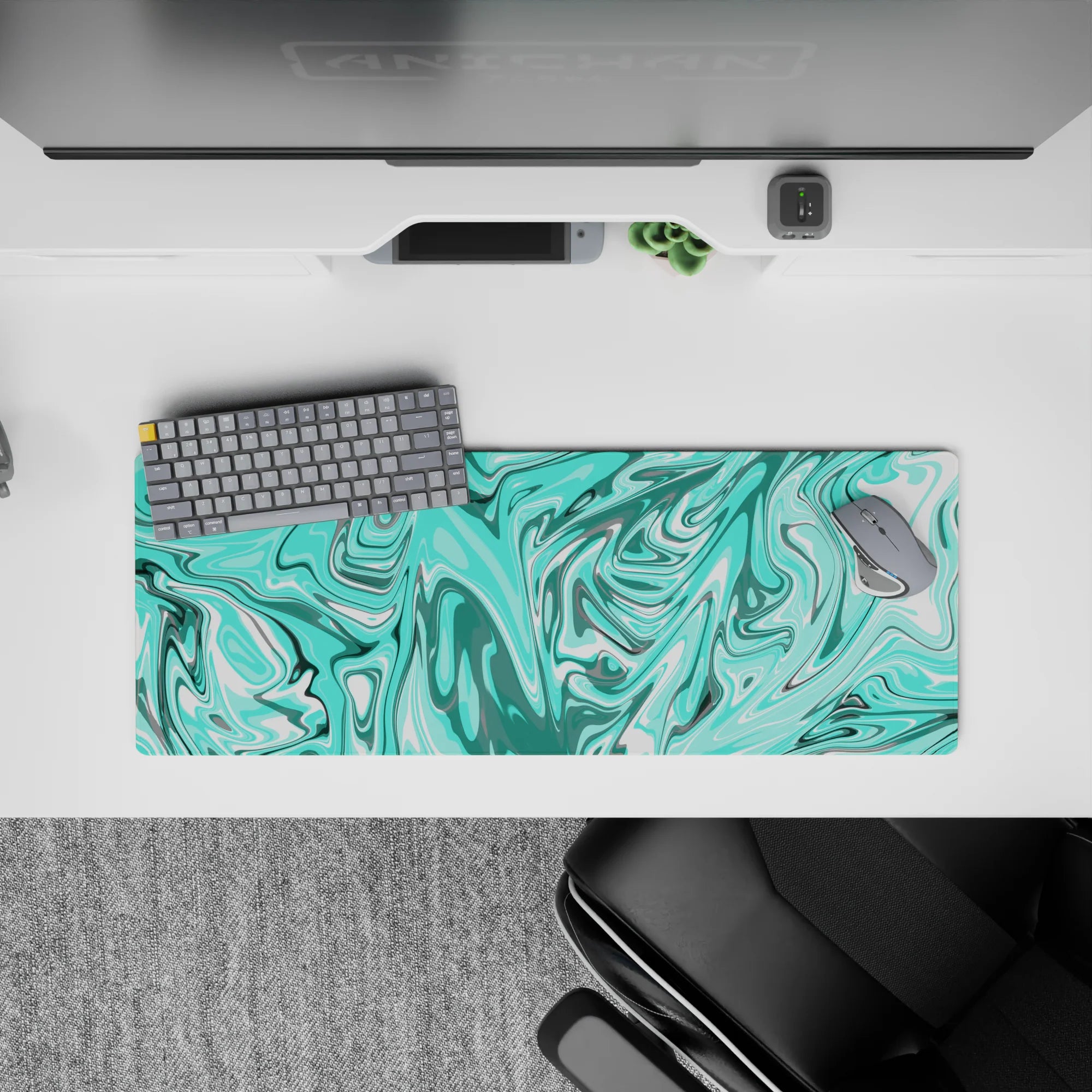 Liquid Abstract Deskmat | Mousepad | Deskpad - Aqua Drift - AniChan