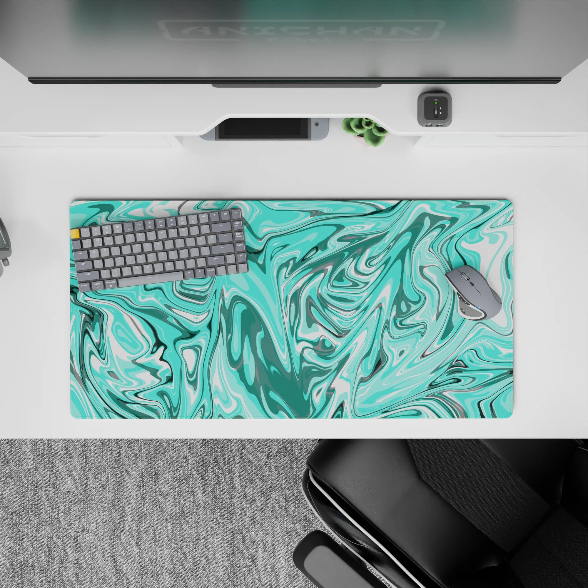 Liquid Abstract Deskmat | Mousepad | Deskpad - Aqua Drift - AniChan