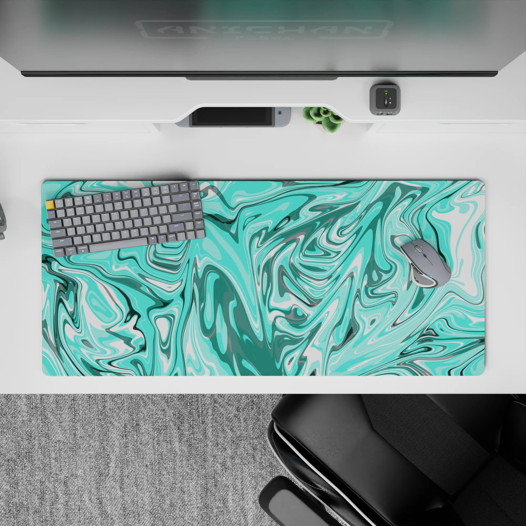 Liquid Abstract Deskmat | Mousepad | Deskpad - Aqua Drift - AniChan