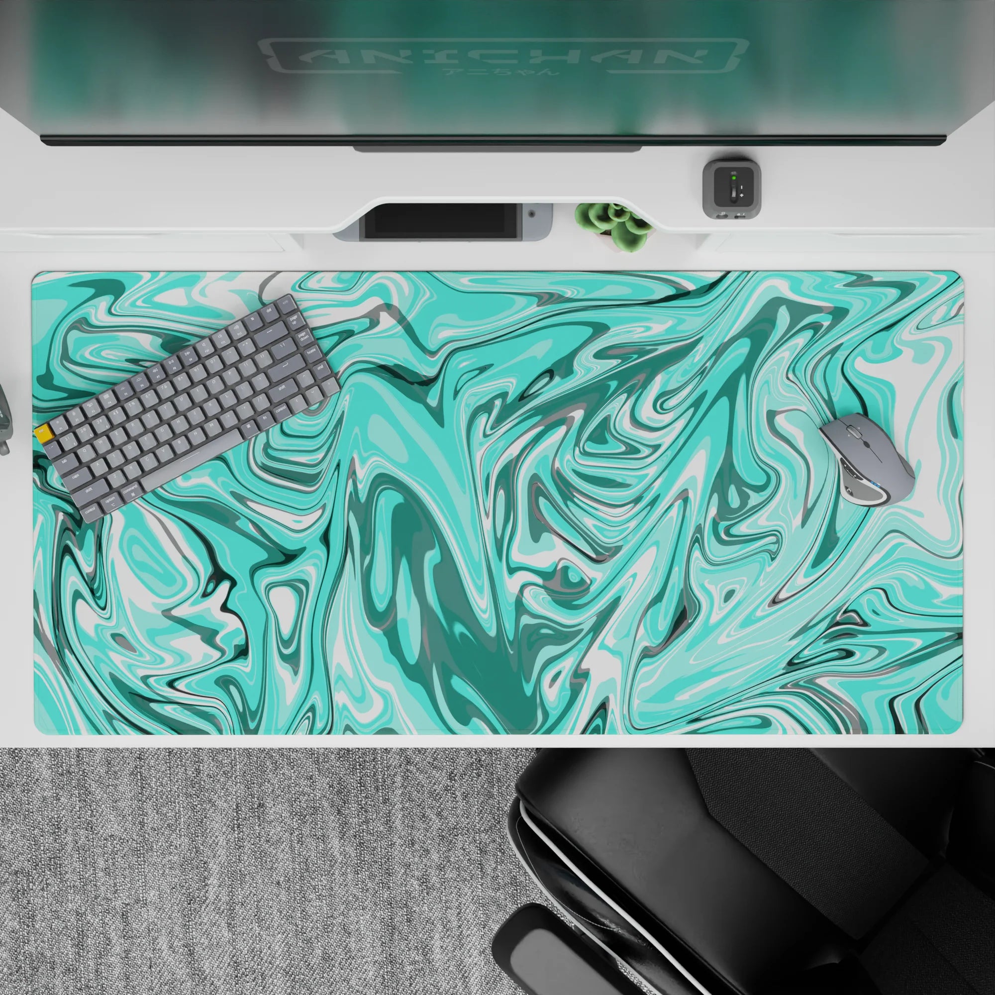 Liquid Abstract Deskmat | Mousepad | Deskpad - Aqua Drift - AniChan