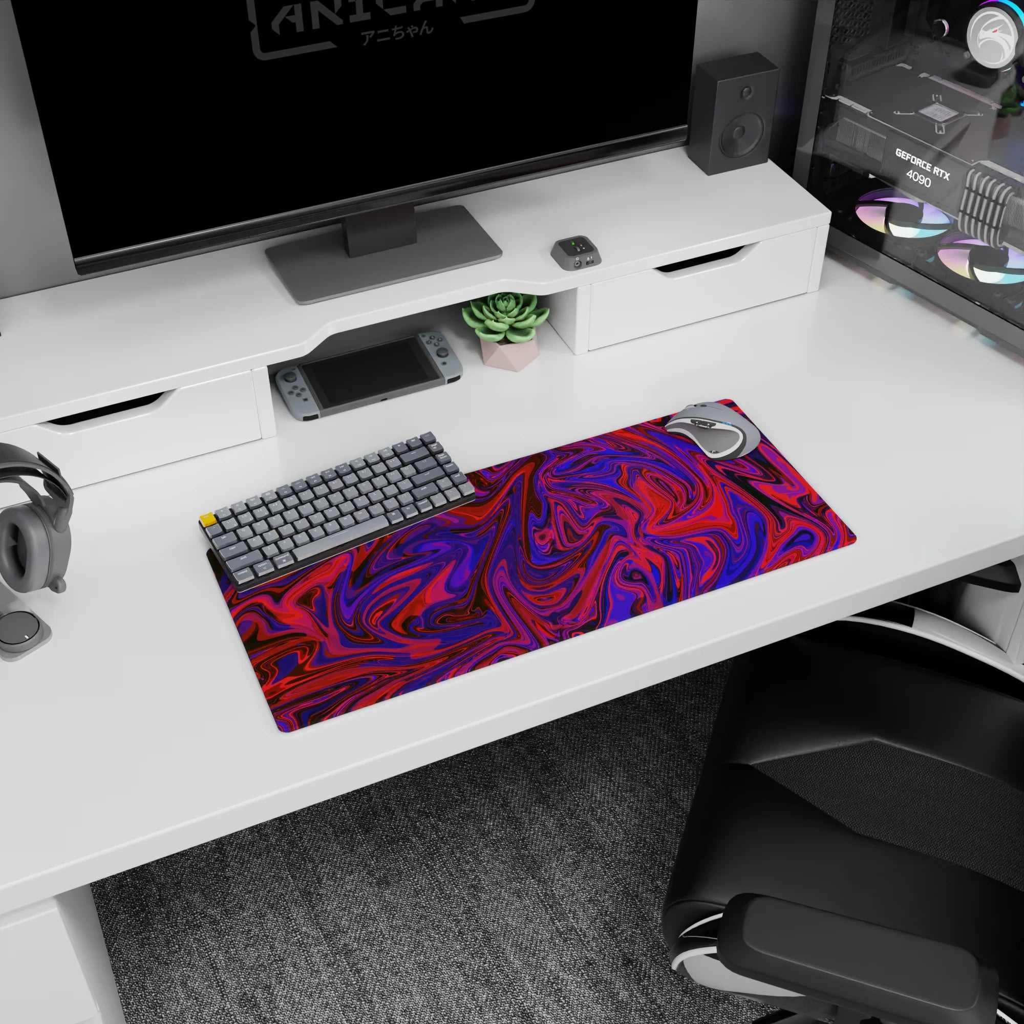 Liquid Abstract Deskmat | Mousepad | Deskpad - Vivid Swirl - AniChan