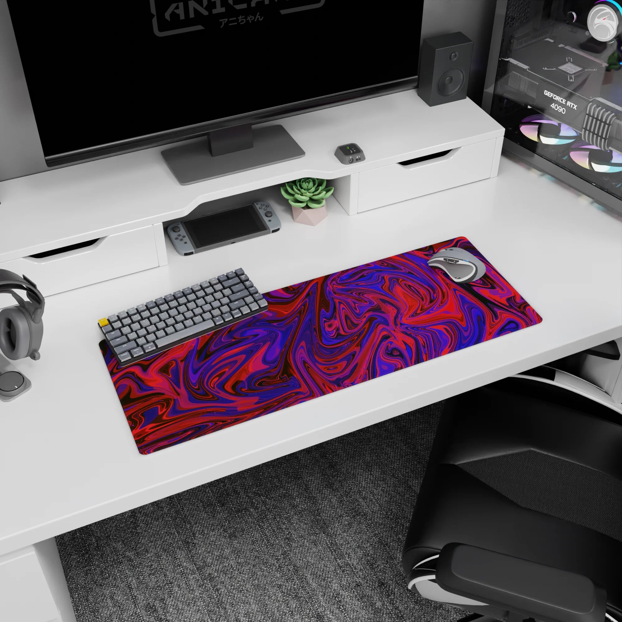 Liquid Abstract Deskmat | Mousepad | Deskpad - Vivid Swirl - AniChan